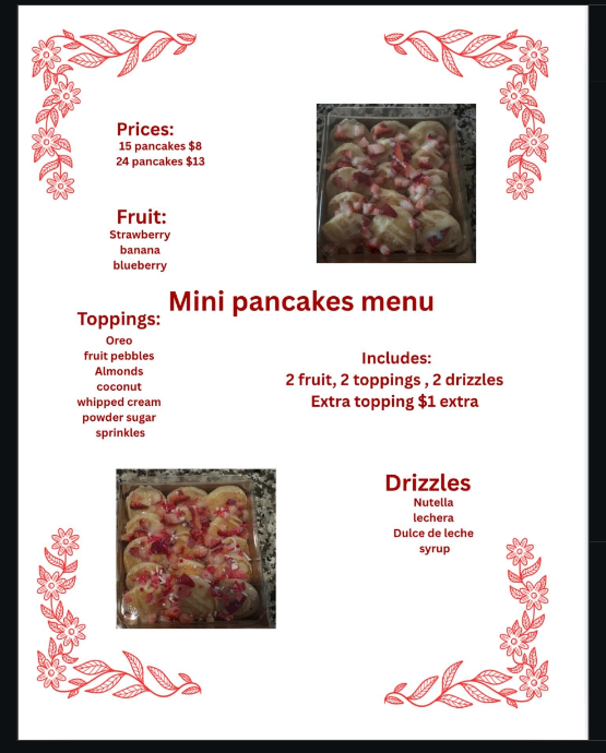 Mini pancakes menu