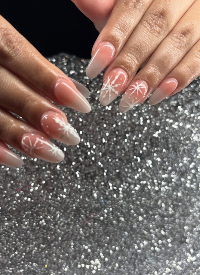 Snowflake french tip nails by Ailyn